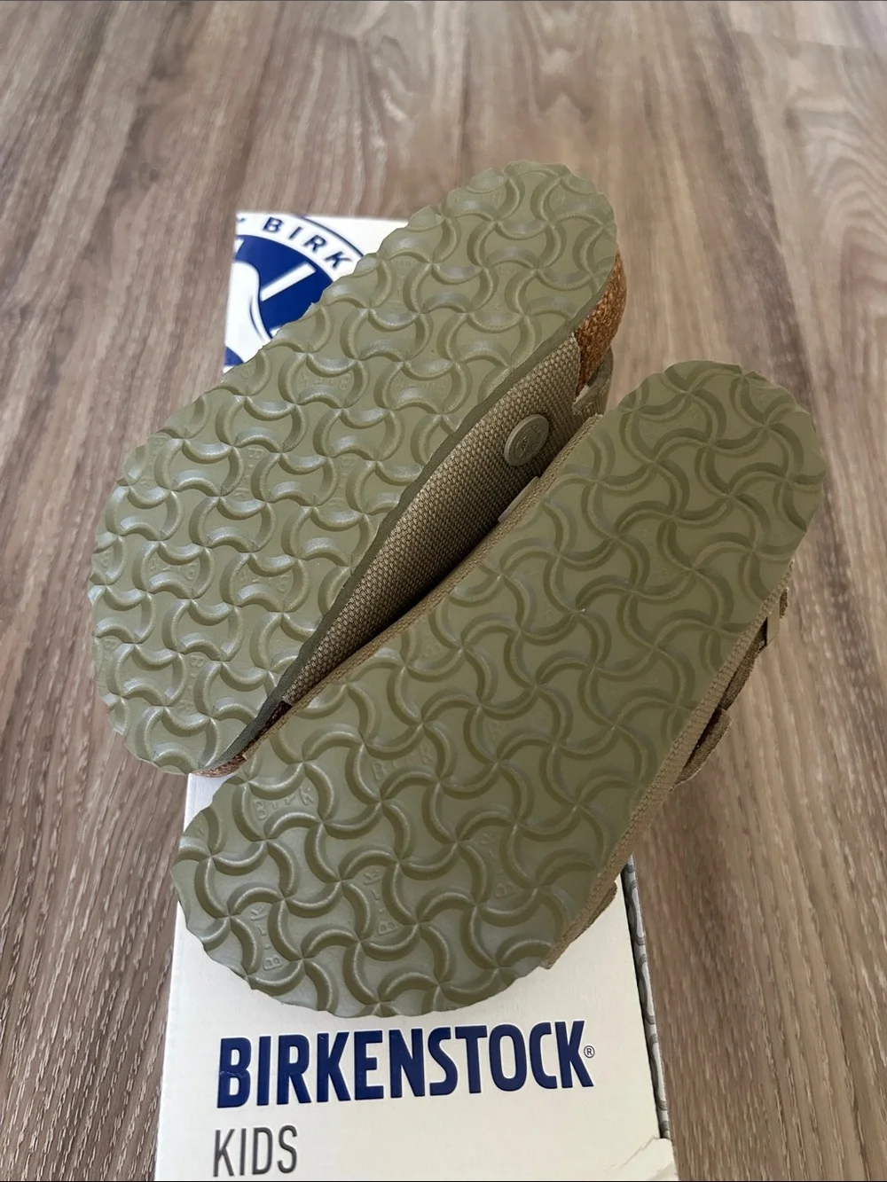 Birkenstock Kids Olive/Tan Double-Strap Adjustable Sandals